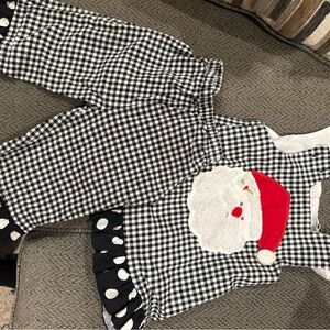 The Bailey Boys Black and White Checkered Santa Outfit